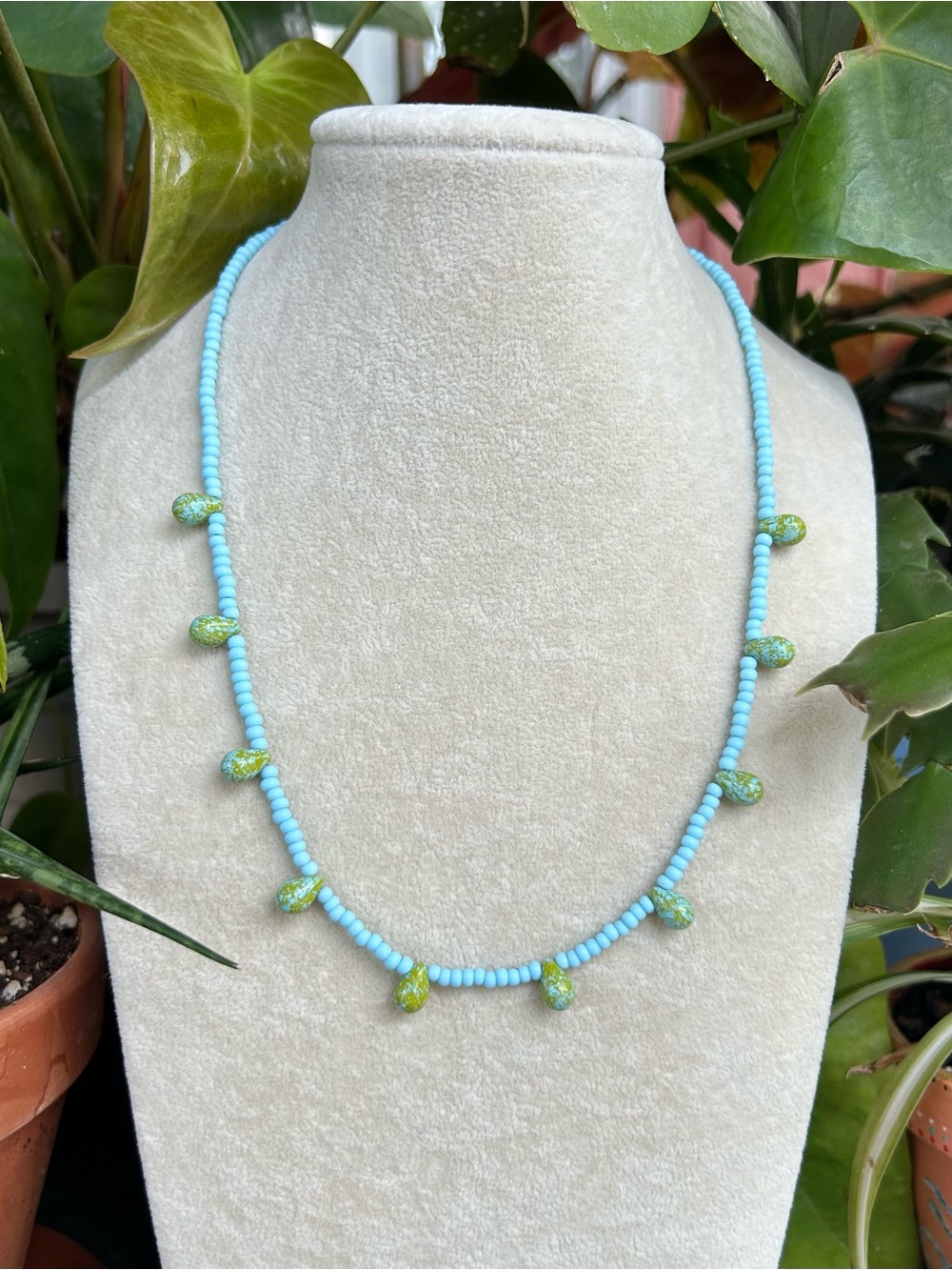 Blue beaded necklace
